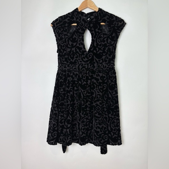 Lindsay Thornburg x Free People Silk Velvet Burnout Cutout Mini Dress - Picture 1 of 5